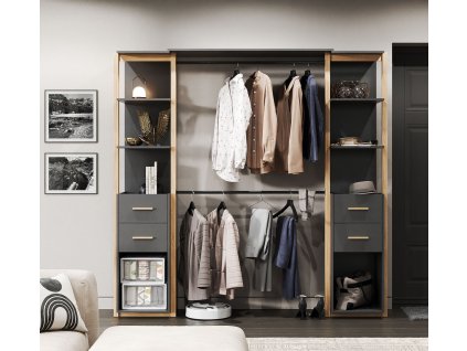 Otvorený šatník do predsiene CATERIN 1, dub Artisan/antracit