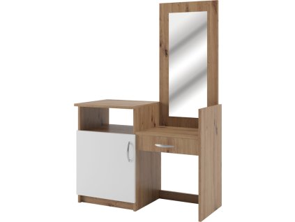 Toaletný stolík so zrkadlom BEKIM, dub Artisan/biela