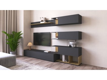 Obývacia zostava LOGIO, dub Artisan/antracit