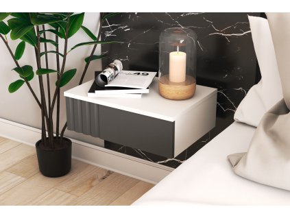 Nočný stolík SELINA, biela/grafit