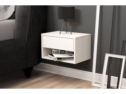 Závesný nočný stolík CAMILA, biela