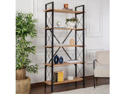 Policový regál BIANCA, borovica Atlantic / čierna