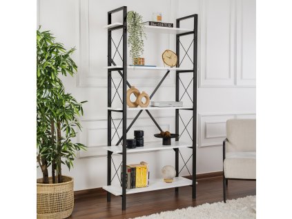 Policový regál BIANCA, biela / čierna