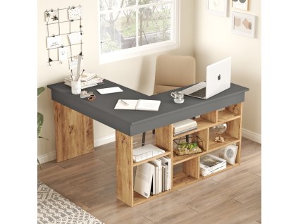Rohový písací stôl CITY 5, borovica/antracit