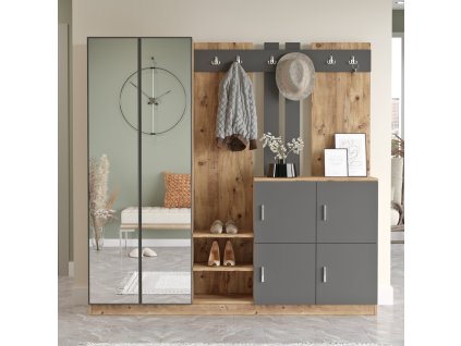 Tmavá predsieňová zostava DADA 9, borovica / antracit