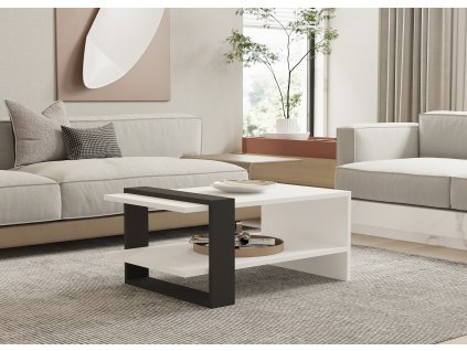 Konferenčný stolík s policou FIND, antracit / biela