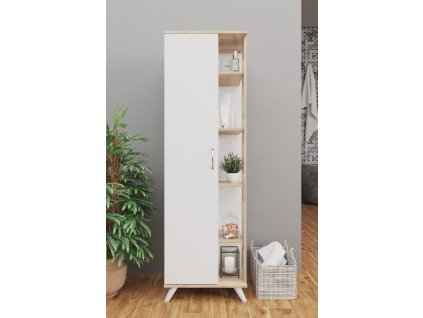 Policová skriňa MONELO, biela/dub Sonoma