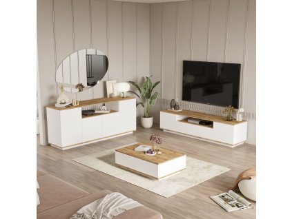 Obývacia zostava so skrinkou FREY 18, borovica/biela
