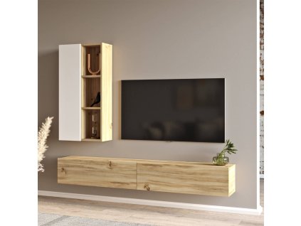 Závesná TV zostava LEVY 10, farba dub Left + biela