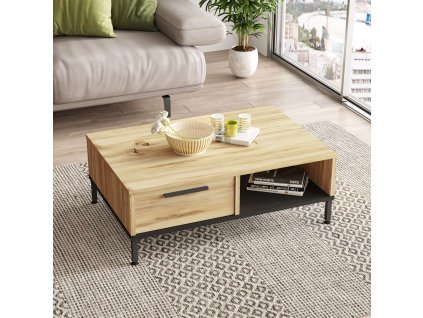 Konferenčný stolík na nôžkach LEVY 18, farba dub Left/čierna