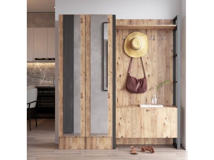 Predsieňová stena so zrkadlom MILI 18, borovica