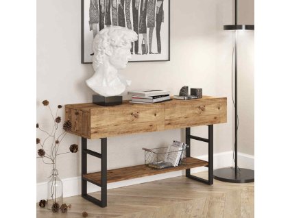 Konzolový stolík MILI 23, farba borovice / čierne nôžky