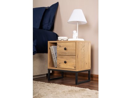 Nočný stolík na nožičkách QUEEN, borovica Atlantik / čierna