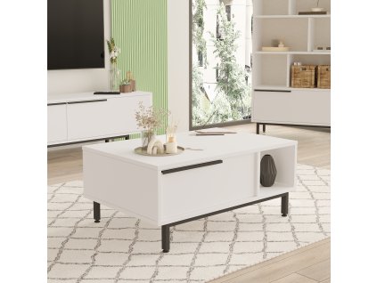 Konferenčný stolík škandinávsky štýl LONNY 2, biela