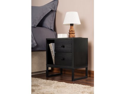Nočný stolík na nožičkách QUEEN, čierne drevo/čierna