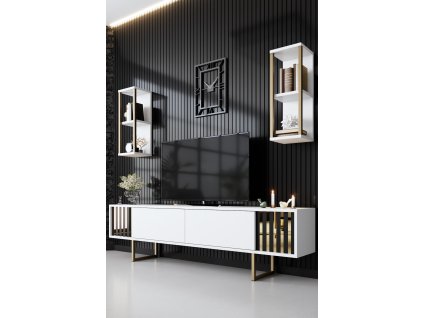 Luxusná obývacia stena AURUM, biela / čierna