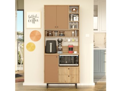 Policová skriňa na mikrovlnku RENDY 6, sepet/tehlová