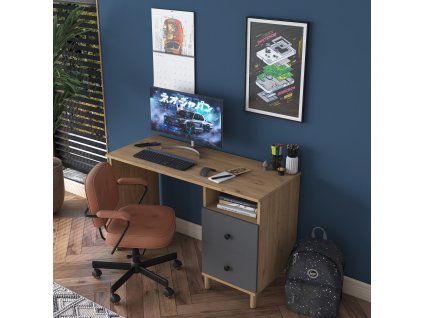 Písací stôl so šuplíkom HAPPY, orech/antracit