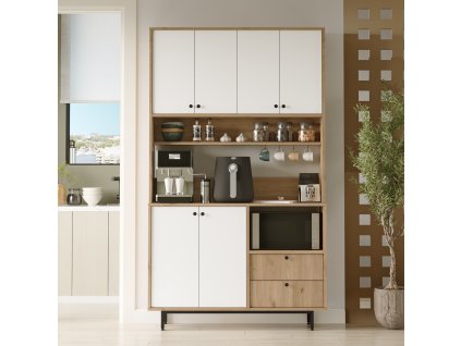 Policová skriňa na mikrovlnku RENDY 7, sepet/biela