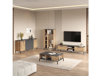 Obývacia zostava RELLY 6, borovica/antracit