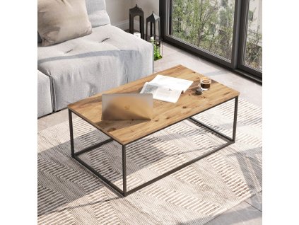 Konferenčný stolík VEGY 10, farba borovice/ čierny kov