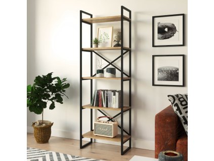 Regál VEGY 3, farba borovice + čierny kov