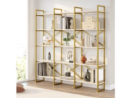 Regál VEGY 6, farba mramor + zlatá