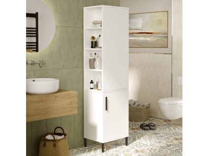 Vysoká kúpeľňová skriňa VILLY 1, biela