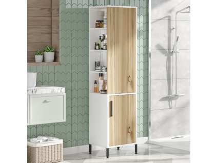 Vysoká kúpeľňová skriňa VILLY 1, dub Left / biela