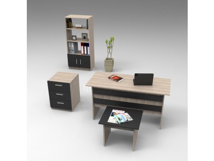 Kancelársky set s regálom VARIO 11, dub/čierna