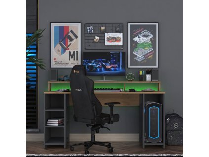 Písací stôl s kontajnerom na PC DESK, orech/antracit