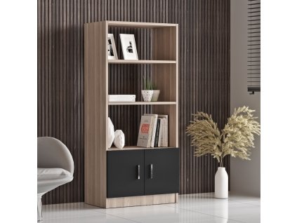 Office knižnica VARIO 4, dub / čierna