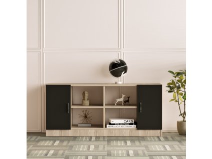 Office skrinka VARIO 6, dub/čierna