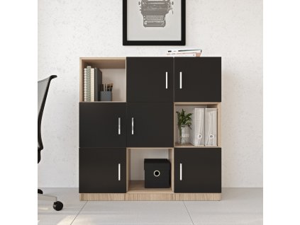 Office skrinka VARIO 7, dub/čierna