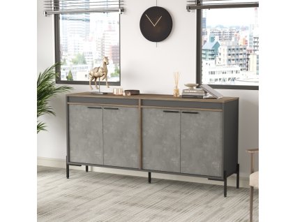 Industriálna komoda VISTA 5, orech/betón/antracit