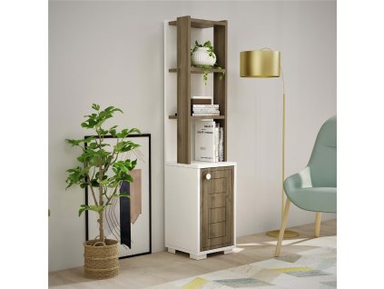 Regál so skrinkou SALEM, orech/biela