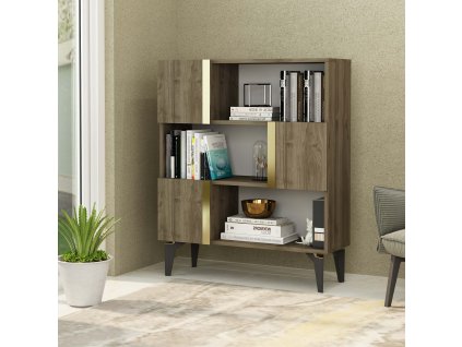 Regál na nožičkách SERBIA, orech/zlatá