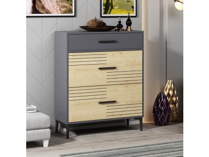 Komoda na nožičkách QINTO, dub/antracit