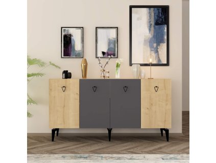 Štvordverová komoda SONO, antracit/dub