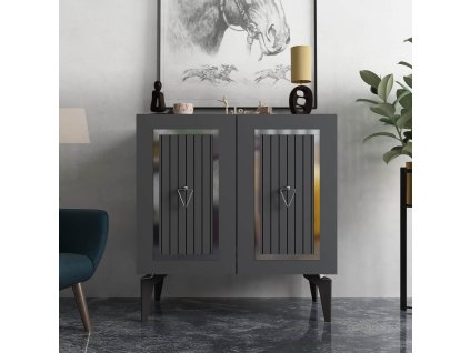 Dvojdverová komoda PETRH, antracit/strieborná