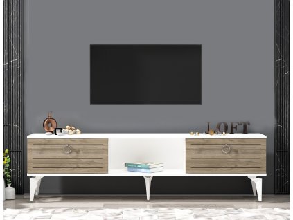 TV stolík na nožičkách SWORD, biela/orech