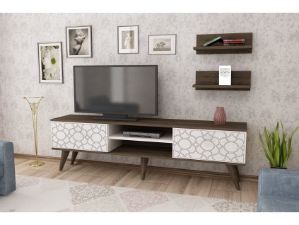 Obývacia stena GOLD, orech/biela