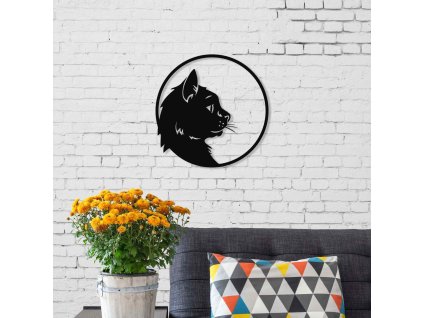 Kovová dekorácia na stenu MAČACÍ PROFILčierna