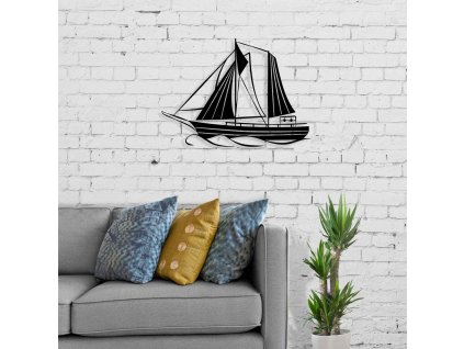 Kovová dekorácia na stenu PLAVBA, čierna