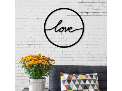 Kovová dekorácia na stenu MILOVAŤ, čierna