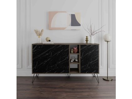 Luxusný konzolový stolík KAY, tmavá káva/čierna Bendir