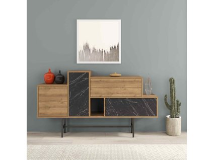 Luxusný konzolový stolík SPAJK, orech Hit/čierna Bendir