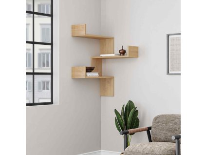 Dizajnová rohová nástenná rohová polica SICIA, dub