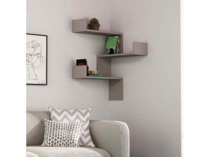 Dizajnová rohová polica SICIA, svetlý moka