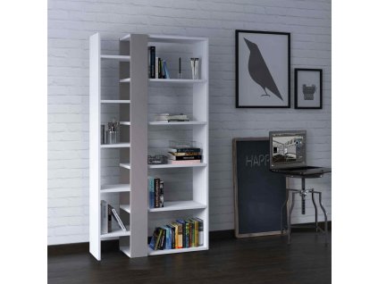 Designová knižnica ZAPHIRA, biela/svetlá mocca